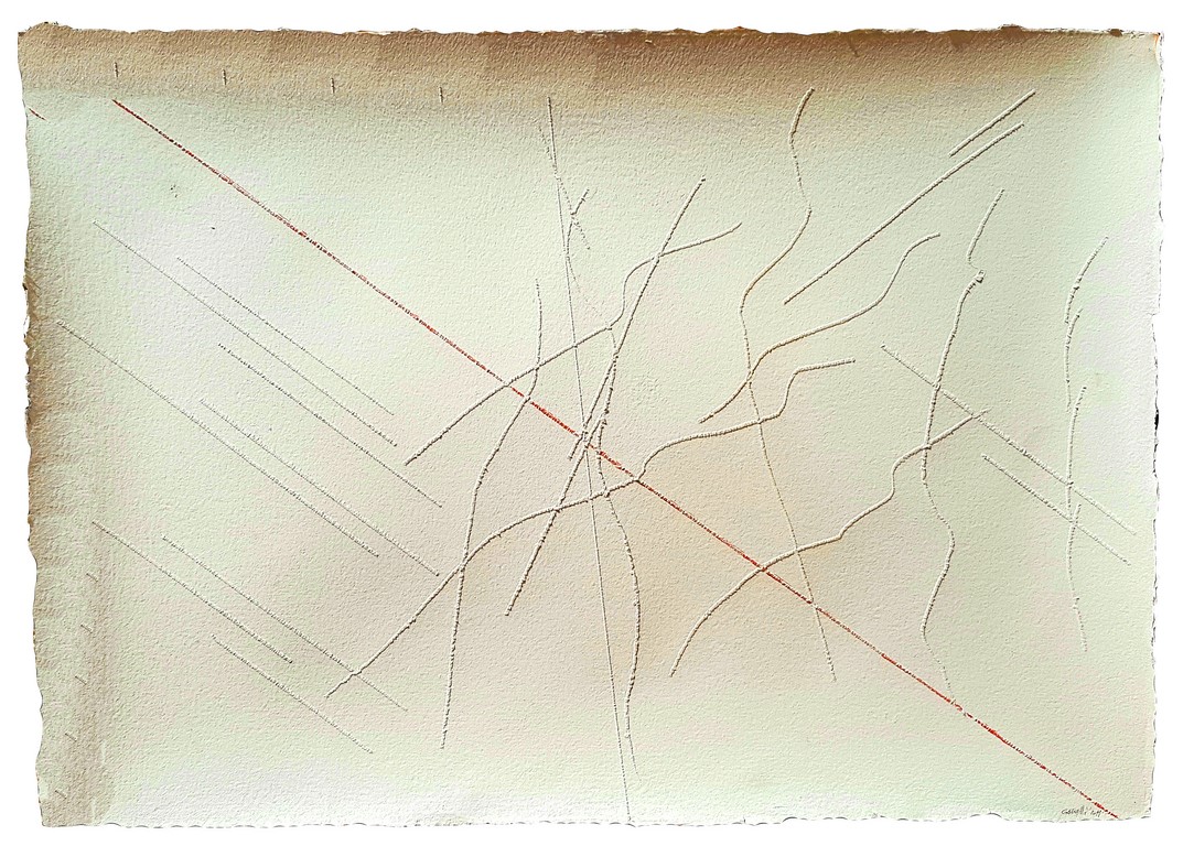 Acquerello graffi in rilievo su carta cm73x102 2011 Copia