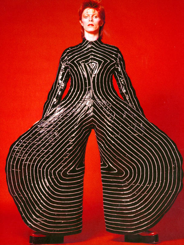 1. Striped bodysuit for Aladdin Sane tour 1973 Design by Kansai Yamamoto Photograph by Masayoshi Sukita Sukita The David Bowie Archive 20121 1
