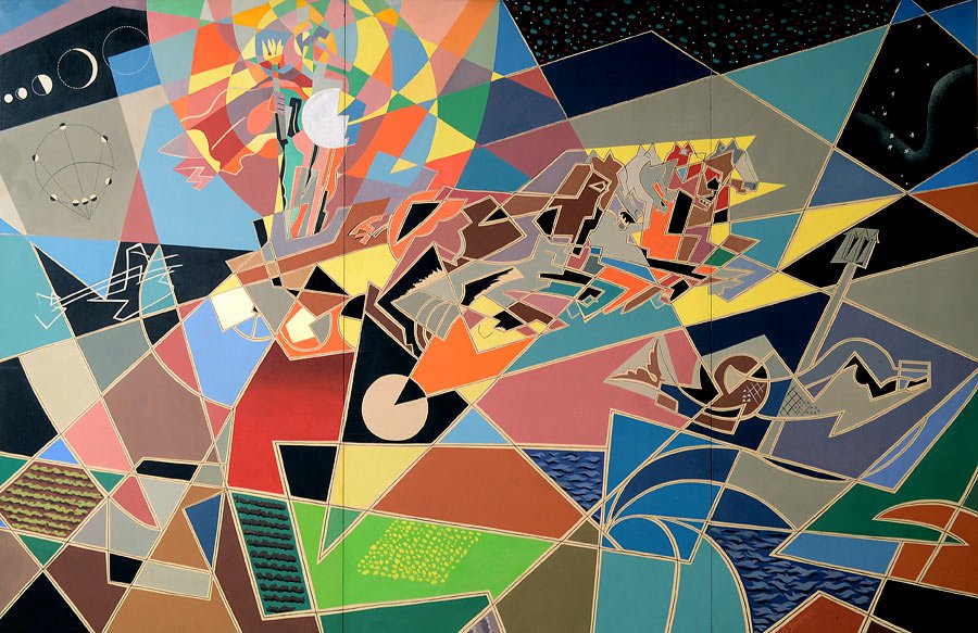 Gino Severini Zeus partorito dal sole 1954 tempera e collage su cartoncino cm 2715 x 412